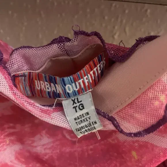 NWT Urban Outfitters Pink Marbled Mini Slip Dress Mesh Lightweight XL - Picture 16 of 16